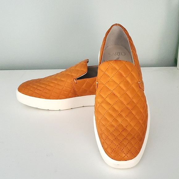 Franco Sarto Shoes - Sarto by Franco Sarto Orange Nappa Prato Leather Sneakers size 9.5